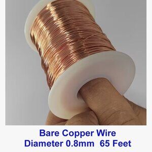 Bare Copper Wire, Diameter 0.8mm  20 Gauge  65 Feet/20 Meters